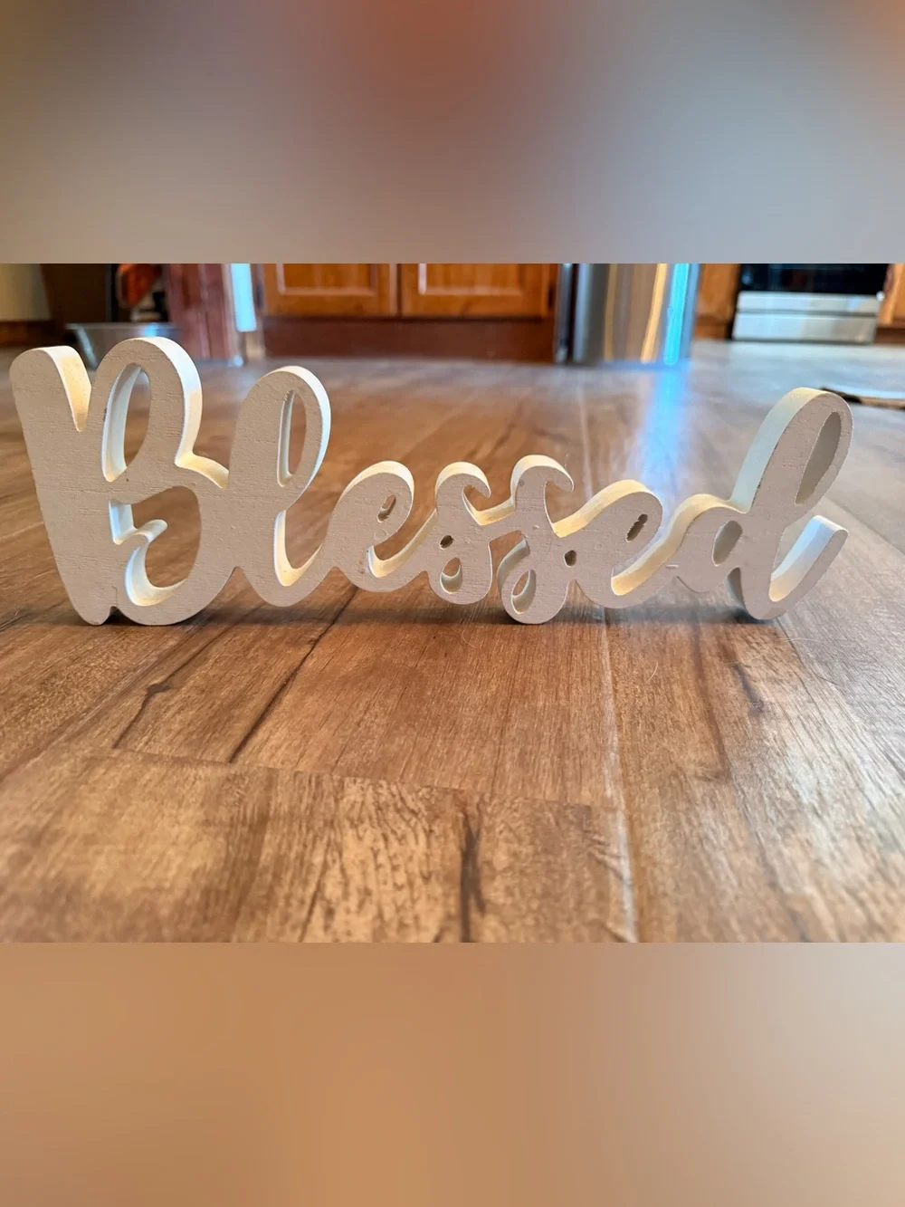 Hobby Lobby White 'Blessed' Script Wooden Wall Word